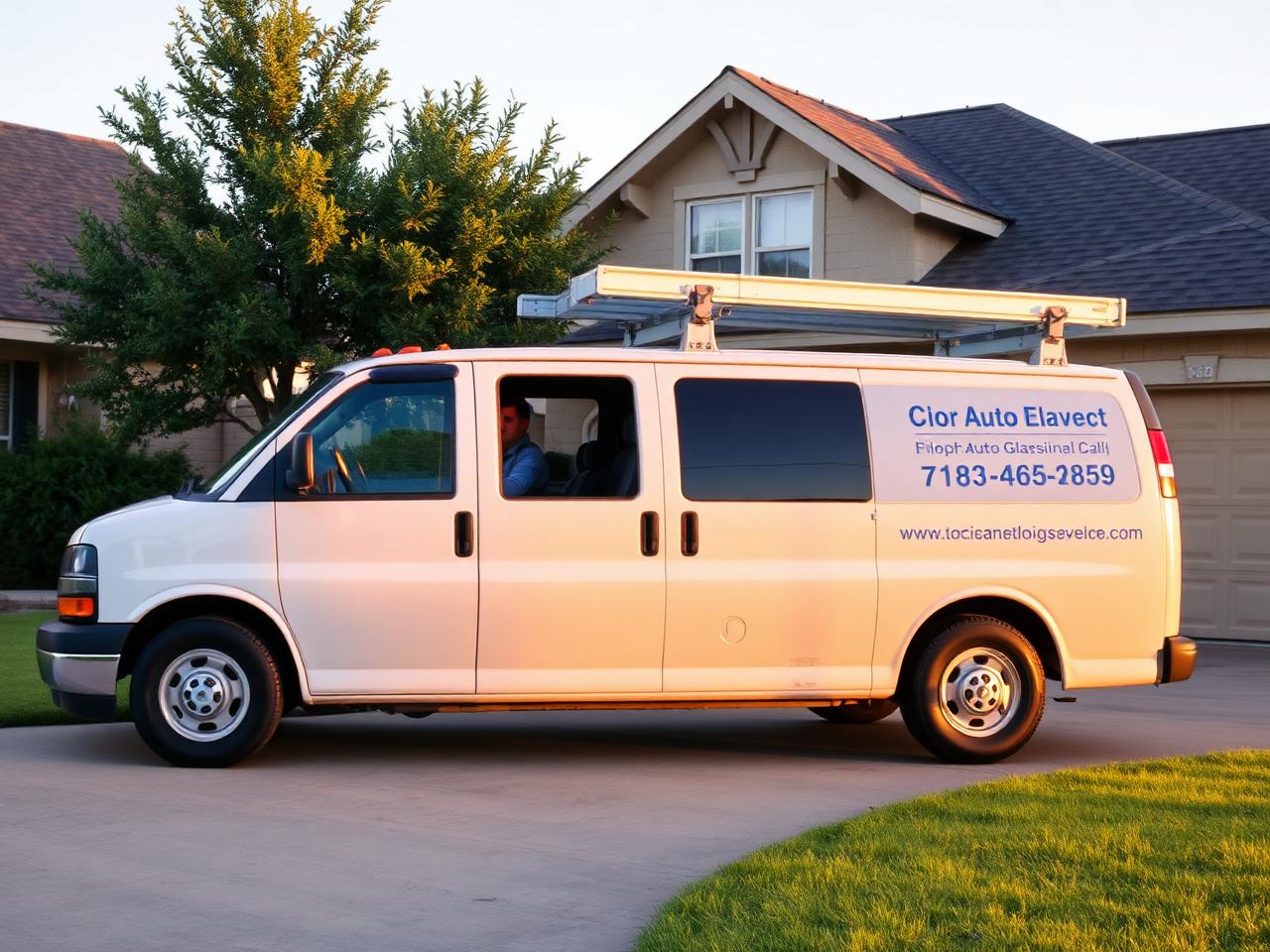 Mobile auto glass service van