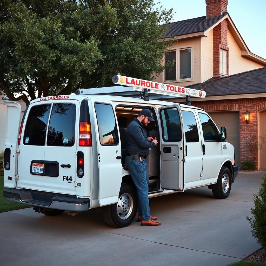 Auto Glass Lubbock mobile service van at a Lubbock, TX home